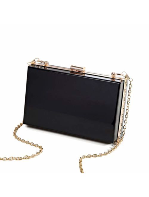 L-COOL Cute Transparent Acrylic Shoulder Bag Clear Crossbody Evening Clutch Purse Handbag With 2 Gold Chain For Women