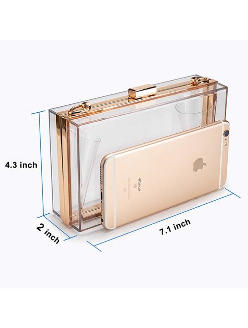 L-COOL Cute Transparent Acrylic Shoulder Bag Clear Crossbody Evening Clutch Purse Handbag With 2 Gold Chain For Women