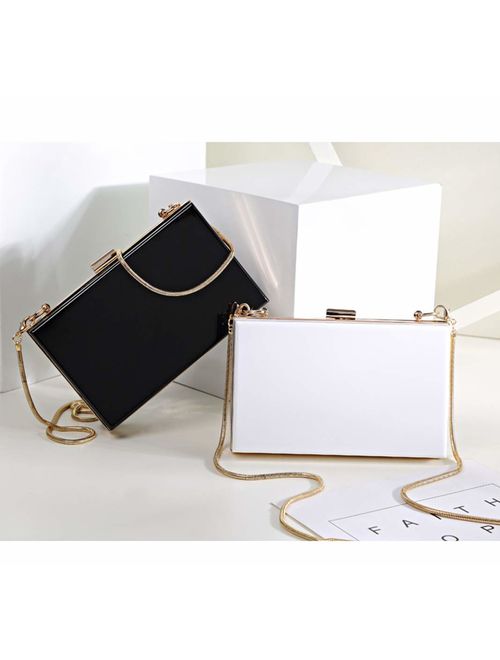 L-COOL Cute Transparent Acrylic Shoulder Bag Clear Crossbody Evening Clutch Purse Handbag With 2 Gold Chain For Women