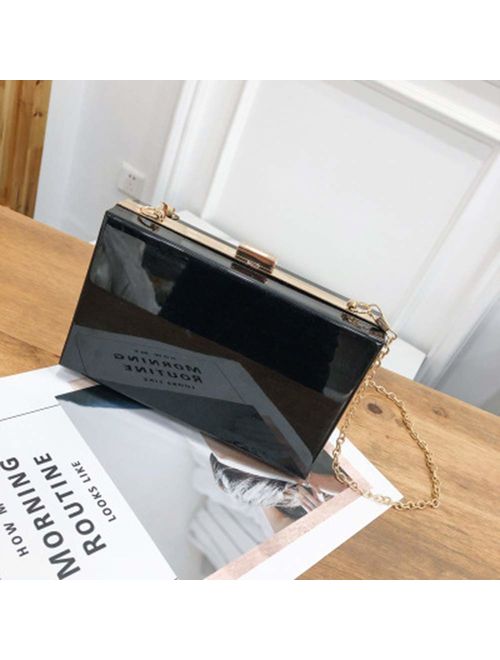 L-COOL Cute Transparent Acrylic Shoulder Bag Clear Crossbody Evening Clutch Purse Handbag With 2 Gold Chain For Women