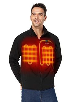 Men's Heated Fleece Jacket Full Zip with Battery Pack