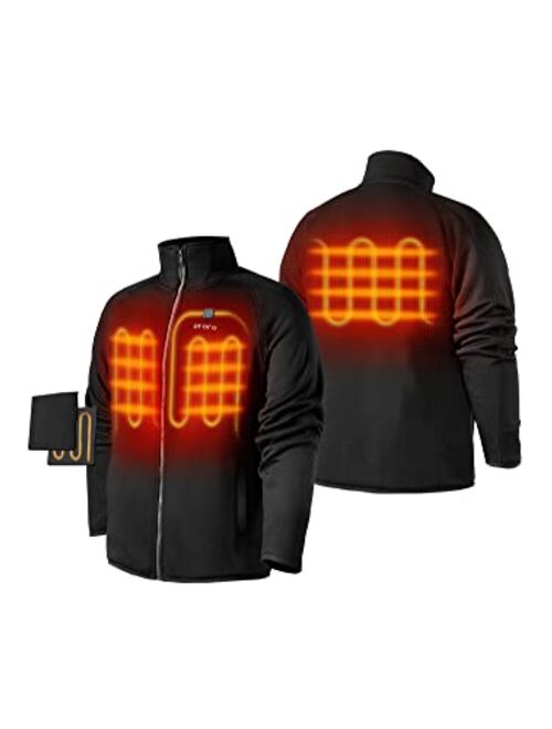 ORORO Men's Heated Fleece Jacket Full Zip with Battery Pack