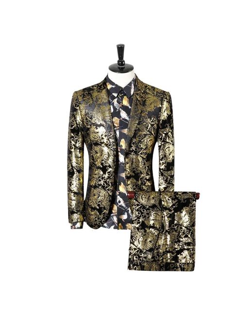 Cloudstyle Men's Dress Suit Single-Breasted 2 Pieces Slim Fit 2 Buttons Suits