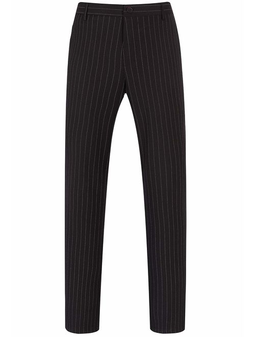 Mens 3 Piece Pinstripe Suit Slim Fit Casual Dress Suits Blazer + Vest + Pants