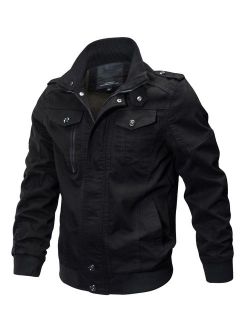 WULFUL Men's Cotton Military Jackets Casual Outdoor Coat Windbreaker Jacket