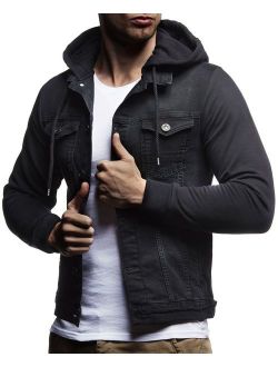 Men's Sweat Jacket | Vintage Denim Jacket for Men | Slim-Fit Long Sleeve Hooded Denim Jacket