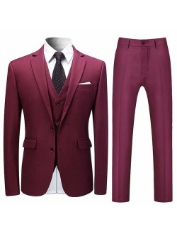 Mens Stylish 3 Piece Dress Suit Classic Fit Wedding Formal Jacket & Vest & Pants