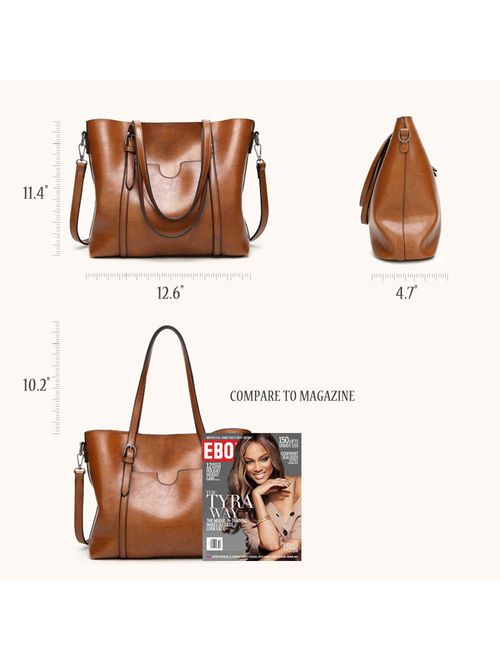 FADPRO Women Retro Tote Bags Top Handle Satchel Handbags Faux Leather Shoulder Zipper Vintage Purse