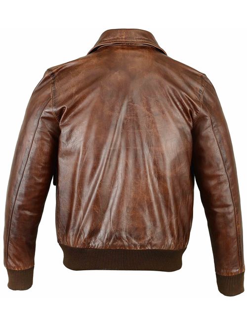 FiveStar Leathers Men's Air Force A-2 Leather Flight Bomber Jacket