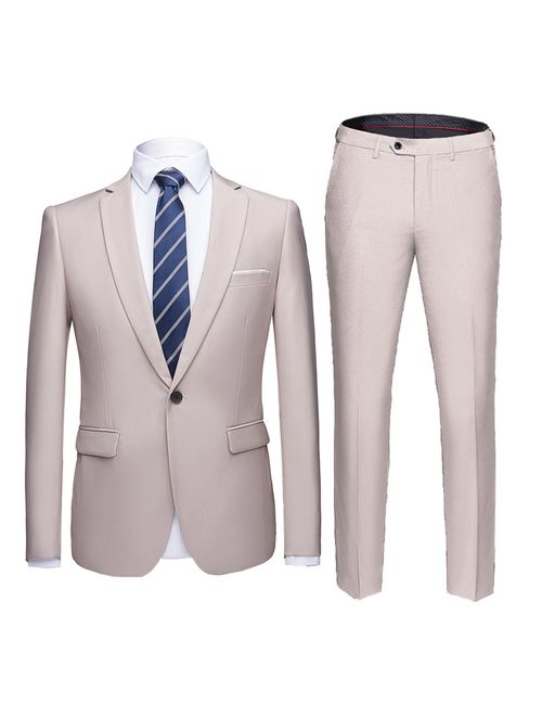WULFUL Men's Suit One Button Slim Fit 2 Piece Suit for Men Casual/Formal/Wedding Party/Tuxedo