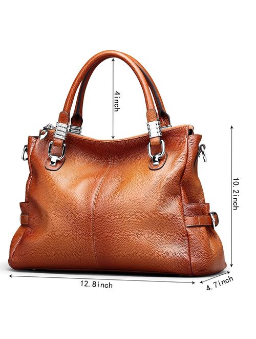 S-ZONE Women's Vintage Genuine Leather Handbag Shoulder Bag Satchel Tote Bag Purse Crossbody Bag