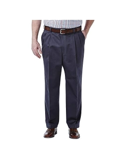 Haggar Men's Work To Weekend Khakis Hidden Expandable Waist No Iron Pleat Front Pant,String,42x29