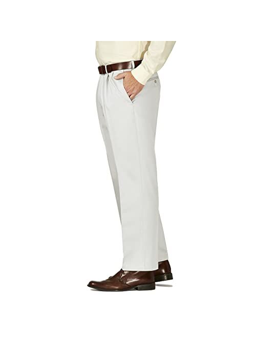 Haggar Men's Work To Weekend Khakis Hidden Expandable Waist No Iron Pleat Front Pant,String,42x29