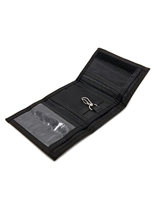 RFID Trifold Canvas Outdoor Sports Wallet for Kids - Front Pocket Wallet with Magic Sticker