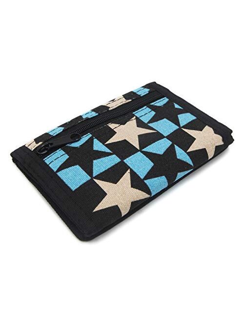 RFID Trifold Canvas Outdoor Sports Wallet for Kids - Front Pocket Wallet with Magic Sticker