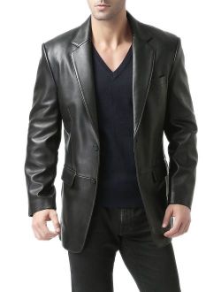 BGSD Men's Richard Classic Lambskin Leather Blazer (Regular Big and Tall and Short)