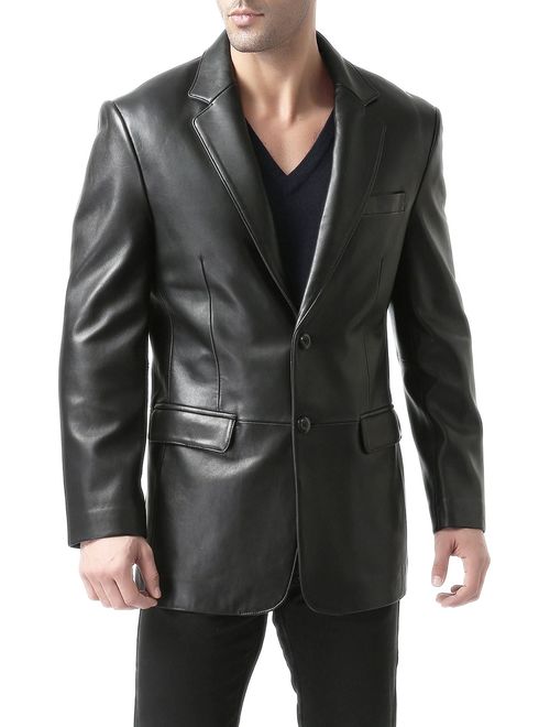 BGSD Men's Richard Classic Lambskin Leather Blazer (Regular Big and Tall and Short)