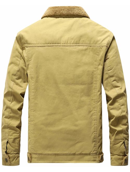 Vcansion Men's Classic Cotton Jacket Coat Fleece Lined Windproof Outerwear