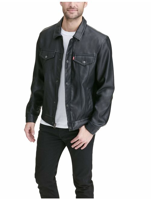 levi's classic faux leather trucker jacket