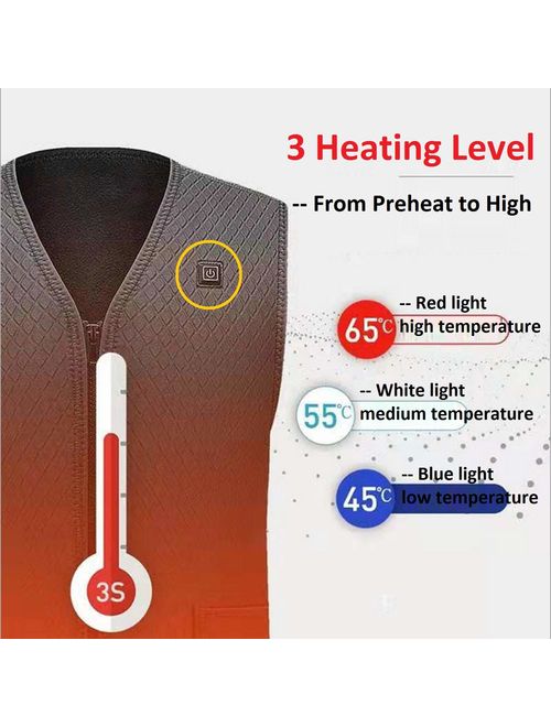 MwaBaiTx Electric Heated Vest, Washable Heated Body Warmer Vest USB Charging