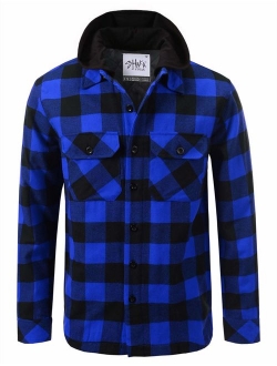 Shaka Wear Men's Hooded Flannel Shirt Jacket Quilted Iined