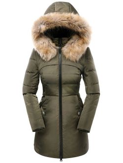 Women's Down Jacket with Faux Fur Trim Hood