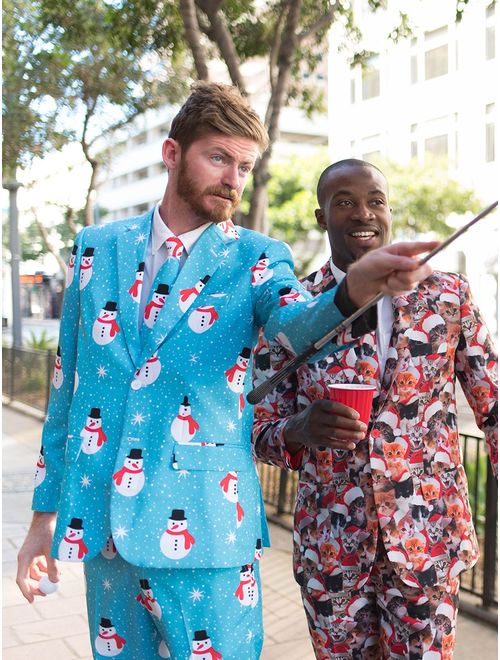 Tipsy Elves Men's Christmas Suit Meowy Christmas Blazer+Tie and Pants (Sold Separately)