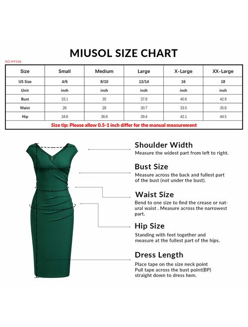 Miusol Women's Vintage Slim Style Sleeveless Business Pencil Dress