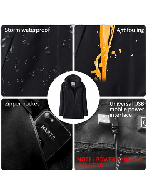 [2019 New] Women's Heated Jacket with Battery Pack, Thicken Heated Coat with Adjustable Hood Water&Wind Resistant
