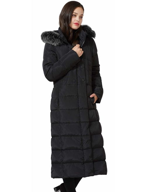 Clothing Down & Down Alternative Molodo Mens Long Down Coat with Fur ...