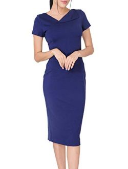 Marycrafts Women's Work Office Business Square Neck Sheath Midi Dress