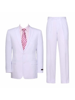Pio Lorenzo Men's 2-Piece Classic Fit Solid Color Single Breasted 2 Buttons Suit