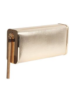 Women Sparkly Evening Clutch Purse Handbag in Hardcase with Metal Tassel for Party