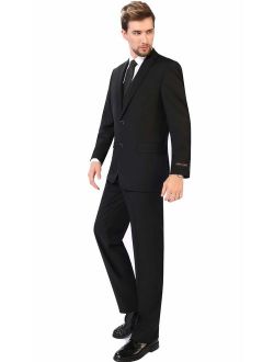 P&L Men's 3-Piece Classic Fit Vest Suit Jacket & Expandable Waist Dress Flat Pants