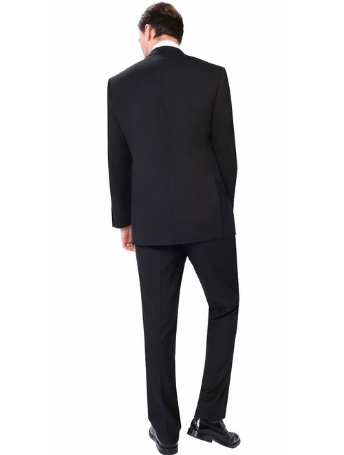 P&L Men's 3-Piece Classic Fit Vest Suit Jacket & Expandable Waist Dress Flat Pants
