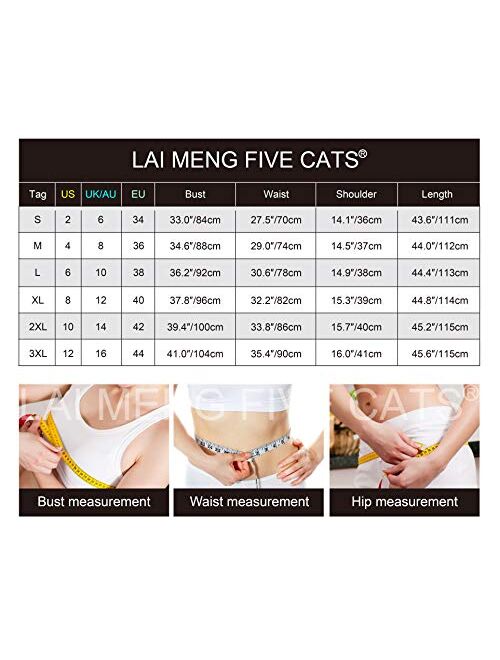 LAI MENG FIVE CATS Women's 3/4 Sleeve Floral Print Button up Casual A-line Midi Dress