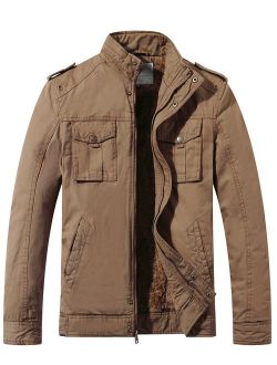 WenVen Men's Winter Casual Cotton Military Thicken Jacket