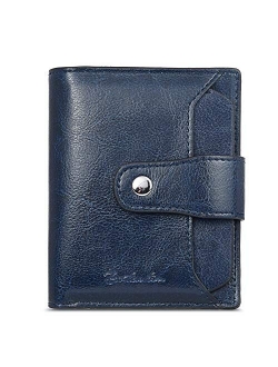 Women Leather Wallet RFID Blocking Small Bifold Zipper Pocket Wallet Card Case Purse with ID Window