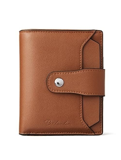 Women Leather Wallet RFID Blocking Small Bifold Zipper Pocket Wallet Card Case Purse with ID Window