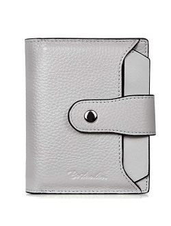 Women Leather Wallet RFID Blocking Small Bifold Zipper Pocket Wallet Card Case Purse with ID Window