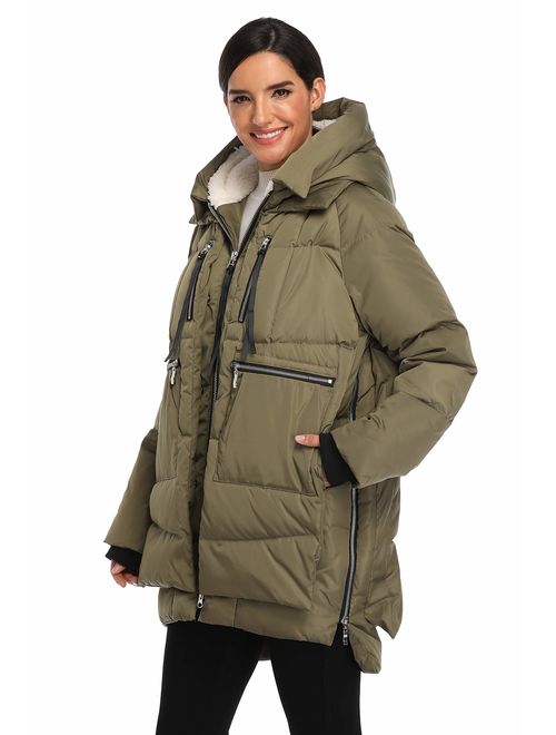 Buy Emperor Goose Women S Down Jacket Hooded Colorblock Puffer Parka Winter Down Coat Online