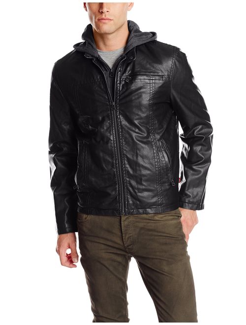 Buy Levi's Men's Faux Leather Hooded Racer Jacket (Regular and Big and ...