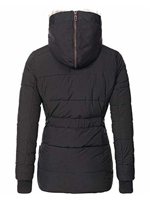 Koodred Women's Hooded Thickened Warm Winter Outwear with Faux Fur Lined Down Jacket Puffer Coat