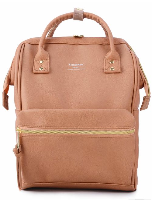 Kah&Kee Leather Backpack Diaper Bag with Laptop Compartment Travel School for Women Man