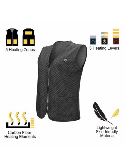 VALLEYWIND Electric Heated Vest for Men Women, USB Charging Heated Jacket Washable