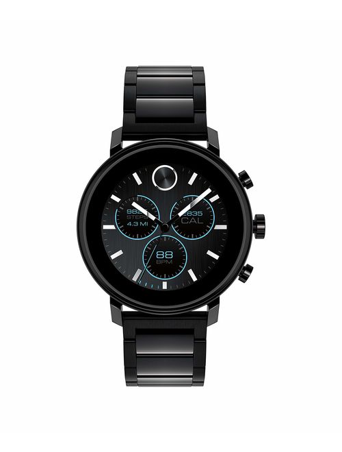 Movado Connect 2.0 Unisex Powered with Wear OS by Google Stainless Steel and Ionic Plated Black Steel Smartwatch, Color: Black (Model: 3660037)