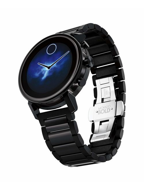 Movado Connect 2.0 Unisex Powered with Wear OS by Google Stainless Steel and Ionic Plated Black Steel Smartwatch, Color: Black (Model: 3660037)
