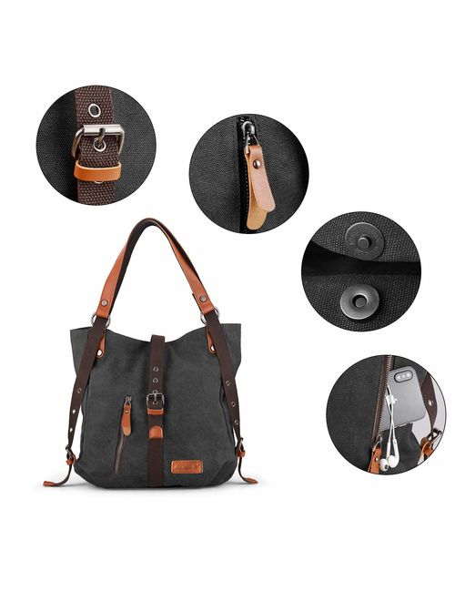SHANGRI-LA Purse Handbag for Women Canvas Tote Bag Casual Shoulder Bag School Bag Rucksack Convertible Backpack