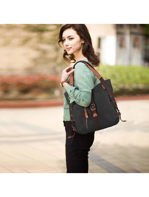 SHANGRI-LA Purse Handbag for Women Canvas Tote Bag Casual Shoulder Bag School Bag Rucksack Convertible Backpack