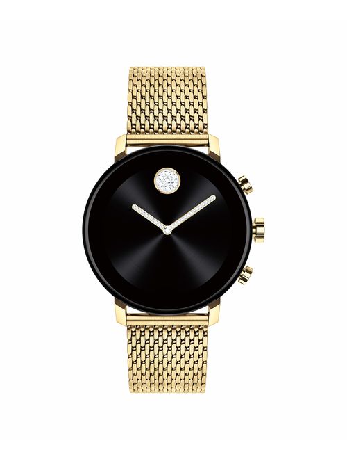 Movado Connect 2.0 Unisex Powered with Wear OS by Google Stainless Steel and Ionic Light Gold 2 Plated Steel Smartwatch, Color: Yellow (Model: 3660026)